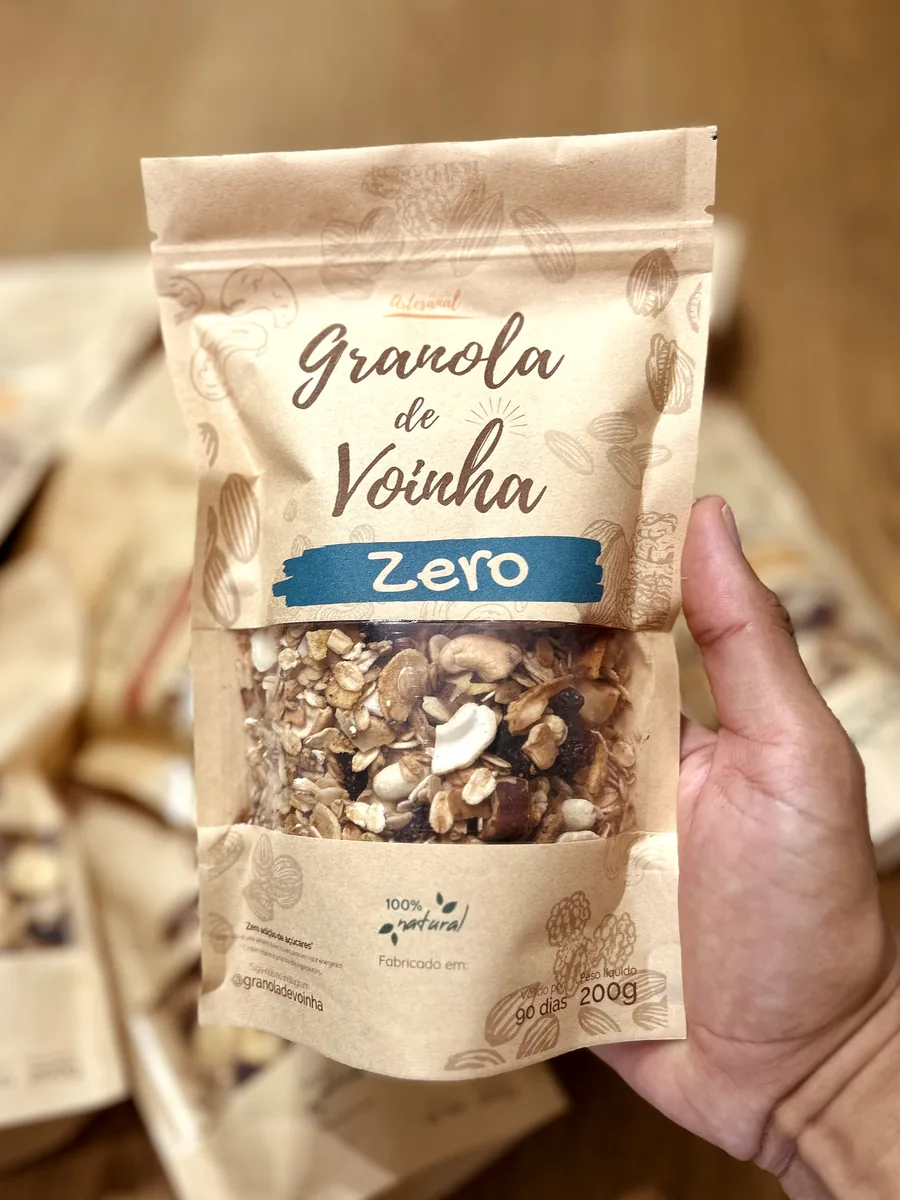 Granola Zero Açúcar artesanal adoçada com xilitol natural, sem açúcar refinado